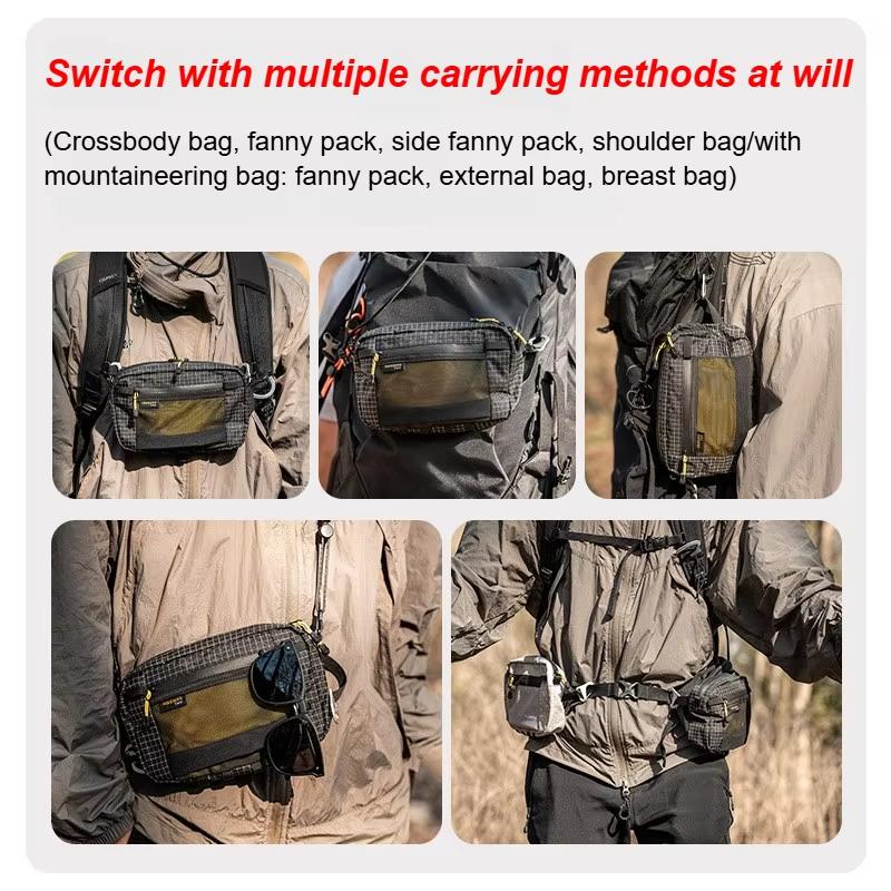 Nylon Outdoor Waist Pack for Cycling Running Camping Waterproof Dyneema Fanny Pack Hiking Accessories Pouch with Zipper Pocket