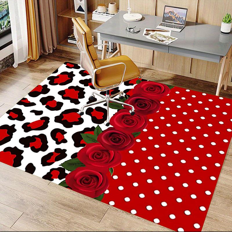 1 Stück Leopardenmuster Rosen Extra Groß Rutschfester Boden Teppich, Büro, Familie, Schlafzimmer Großer Bereichsteppich Innen Teppiche, Lebendige Farben