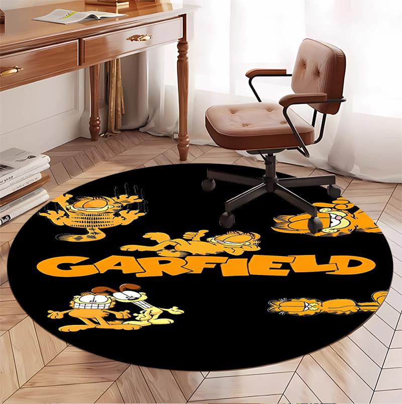 Garfield Pattern Round Rug, Indoor/Outdoor Mat, for Picnic, Gameroom, Bedroom, Office, Living Room, Home Decor Carpet, Birthday Gift