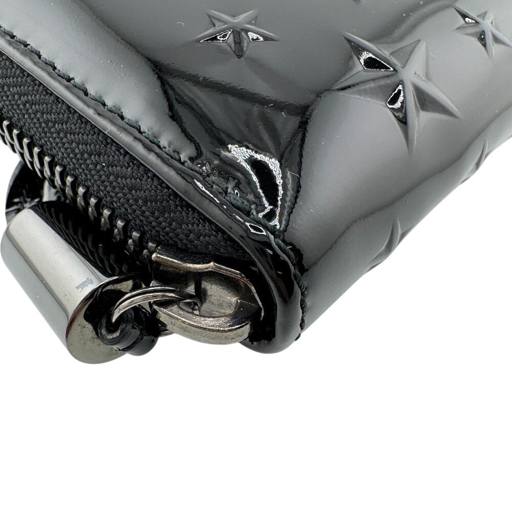 Jimmy Choo Round Zip Patent Leather Purse Black Patent Leather Women Used