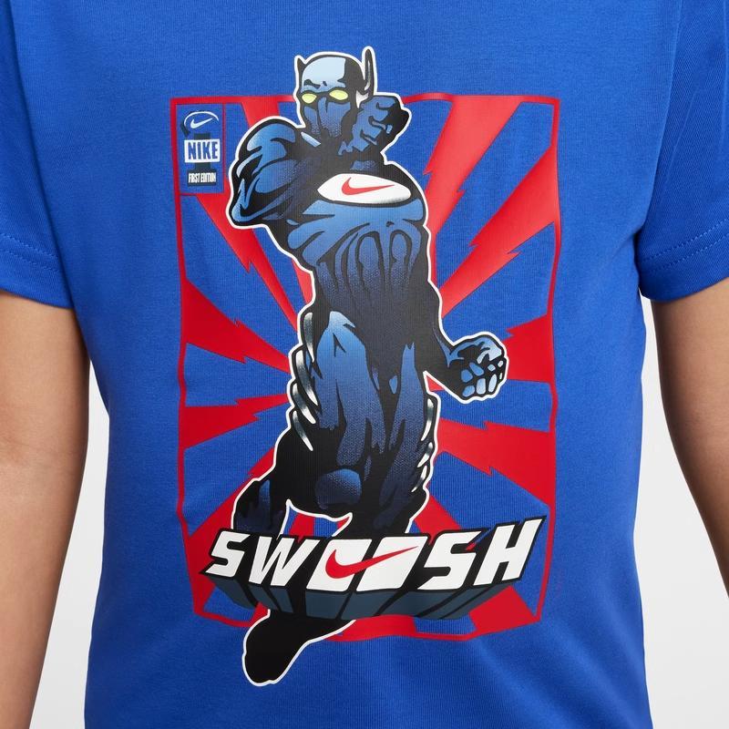 Nike Swoosh T-Shirt Soft Comfortable Simple Versatile Short Sleeve Kids Tops Game-Royal II3037-480