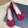 Fashion Flat Shoes for Women 2025 Spring and Autumn New Shallow Bow Square Toe Work Shoes Flat Large Size Women's Shoes Loafers