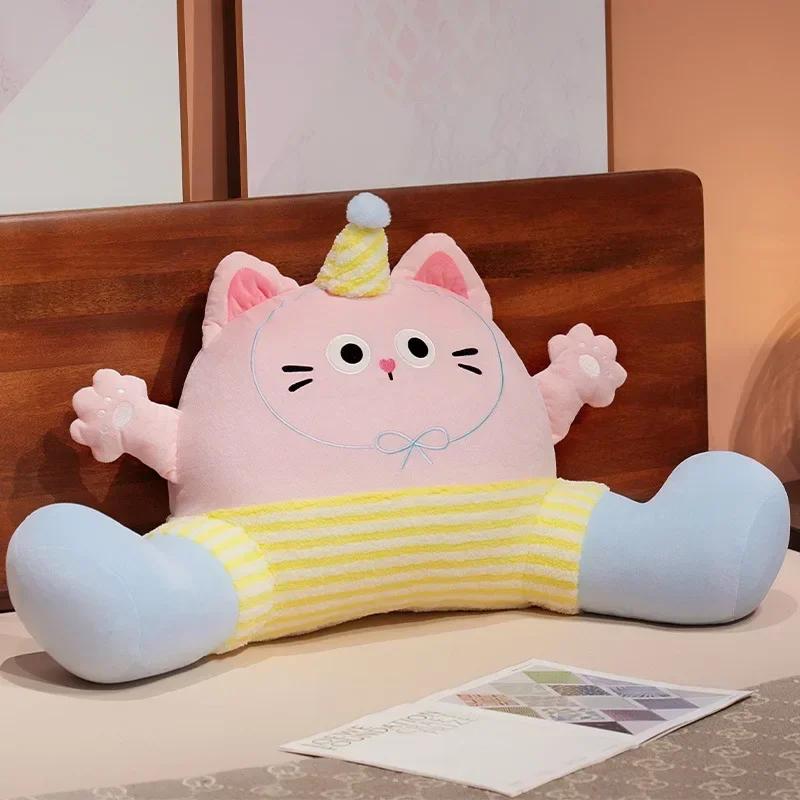 Cute Bedside and Lumbar Support Student Dormitory Soft Pack Cat Cushion Fiddling with The Phone Waist Pillow Car Sofa Backrest 60x35cm 5100₽