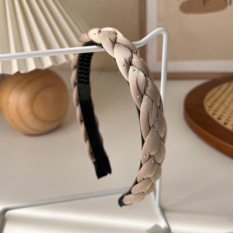 Autumn/Winter Fashion Brown Color Headbands Sponge Wide Crystal Hair Bands for Woman Temperament Hair Hoop Hair Accessories