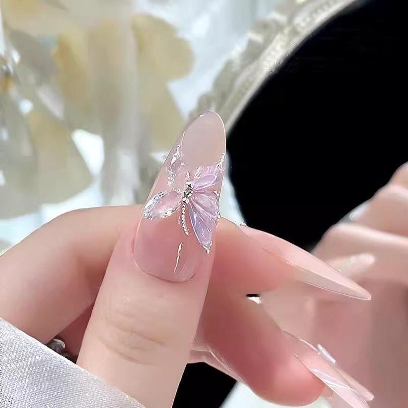 Iridescent Shell Light Butterfly Nail Art Stickers – High-End DIY Accessories with Adhesive for a Fairy Pure Desire Style