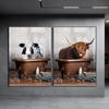 Animal Canvas Painting In Bathroom Lovely Alpaca Elephant Cow Giraffe Toilet Wall Art Poster Home Decoration Mural No Frame