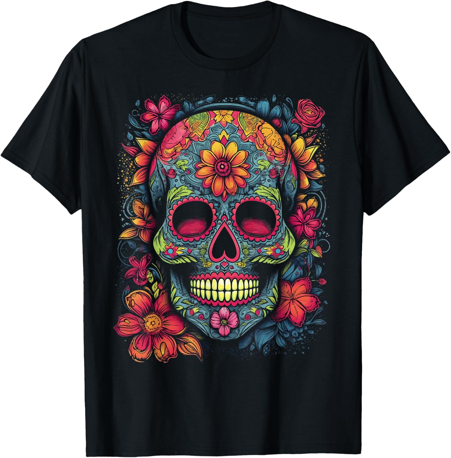 Colorful and Beautiful Sugar Skull T-Shirt M
