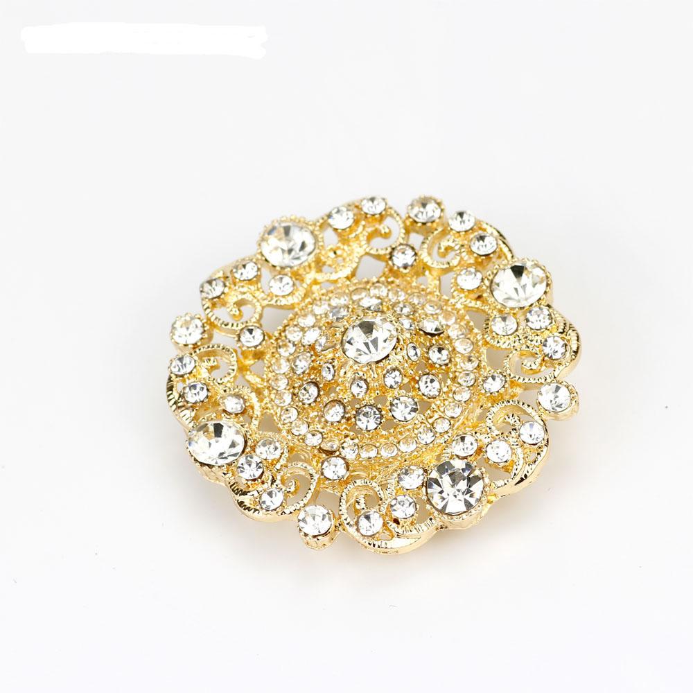 

Турецкая брошь Дамы Антикварное золото Винтажная круглая смола Цветочный горный хрусталь Шарф Украшения