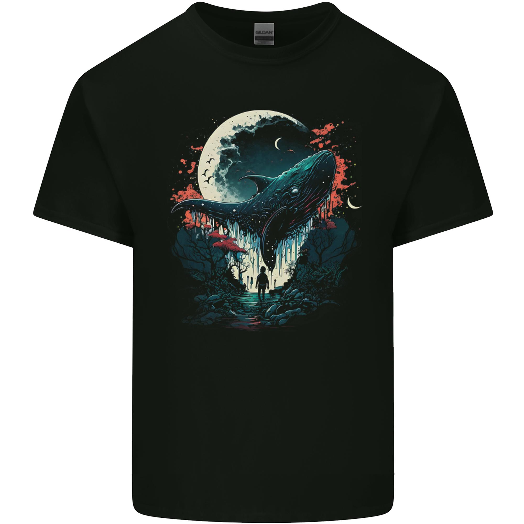 A Fantasy Whale Moon Alien Mystic Unisexs Light Cotton TShirt S