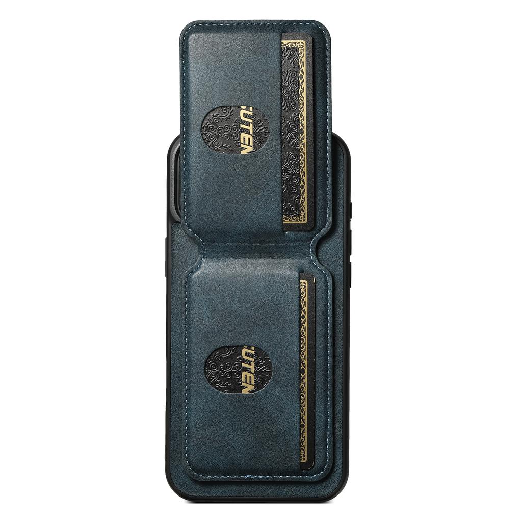 SUTENI H02 For iPhone 16 Case Waxy Texture Leather+TPU Card Slots Kickstand Phone Cover