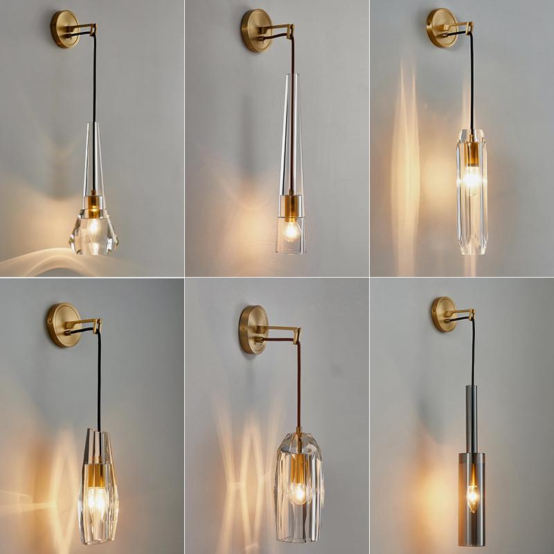 Nordic  Creative Living Room Crystal Wall Lamp Fashion Modern Minimalist Model Bedside Copper Wall Lamp Bedroom Corridor