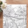 24 pages peaceful countryside coloring book, a rustic style cabin in the woods, an adult coloring book, a graffiti painting,
