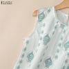ZANZEA Women Casual Round Neck Loose Sleeveless Print Tank Tops