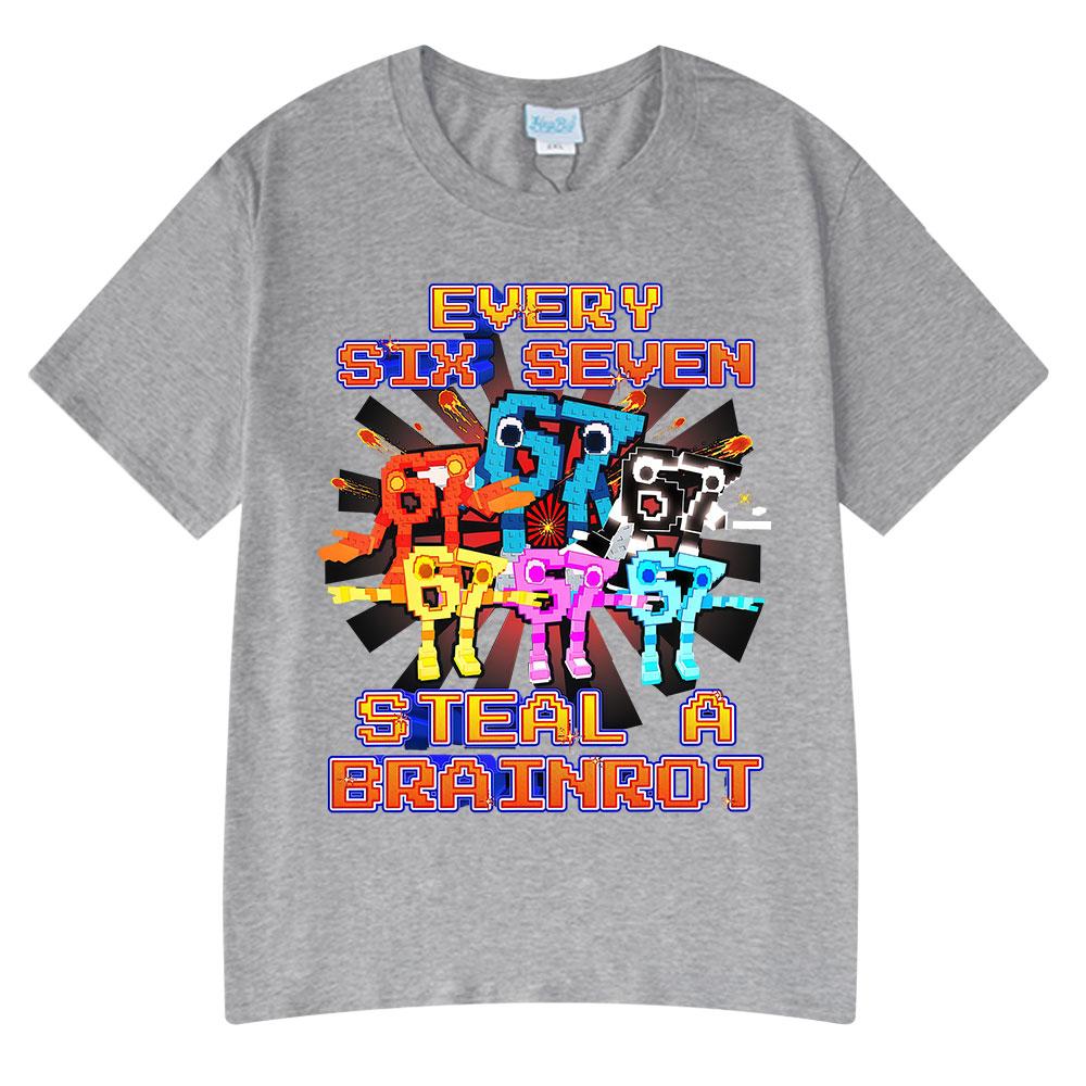 Every 67 Six Seven Steal A Brainrot Meme T Shirts Unisexs Women Clothing Fashion Cotton Casual Short Sleeve Tshirts Streetwear