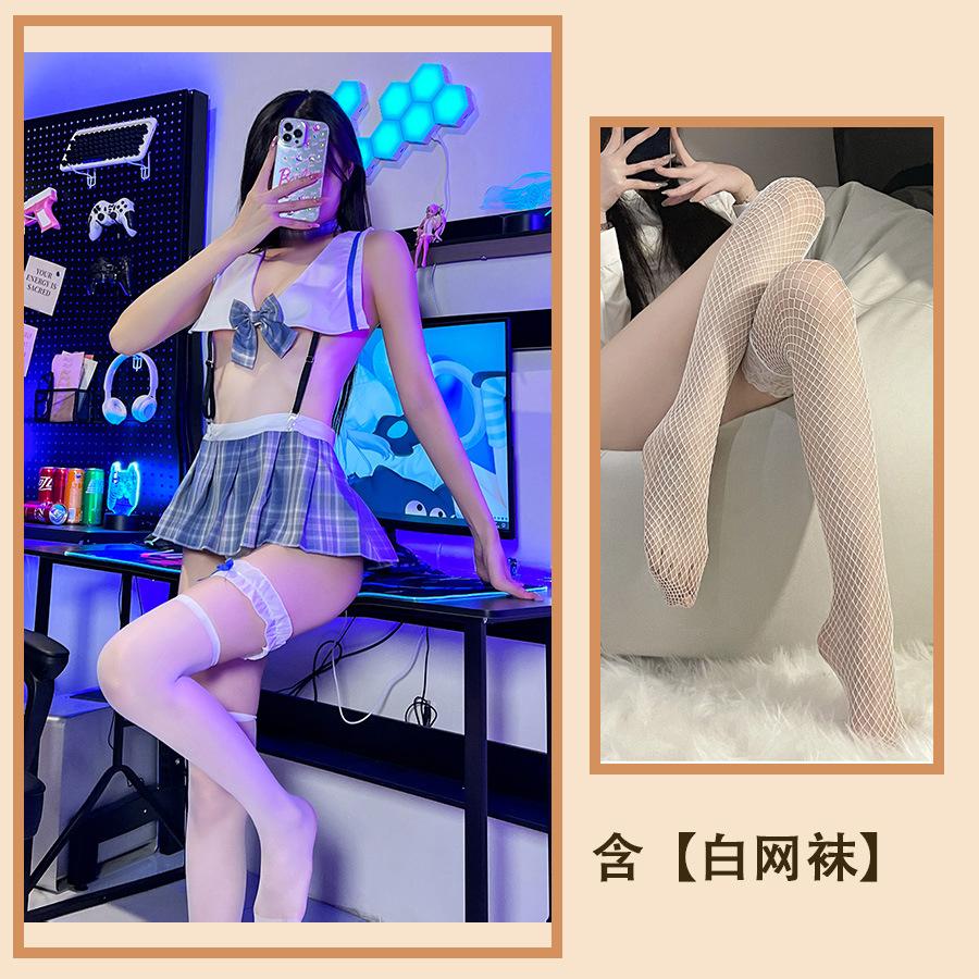 Sexy Lingerie Passion Suspenders Japanese College Style Student Blue Seduction Jk Sweet Girl Bed Pajamas