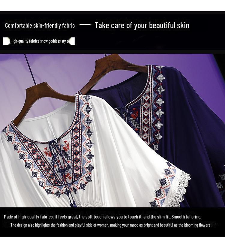 Dámská šifonová košile s retro potiskem na jaro/léto 2024 s volným úzkým pasem