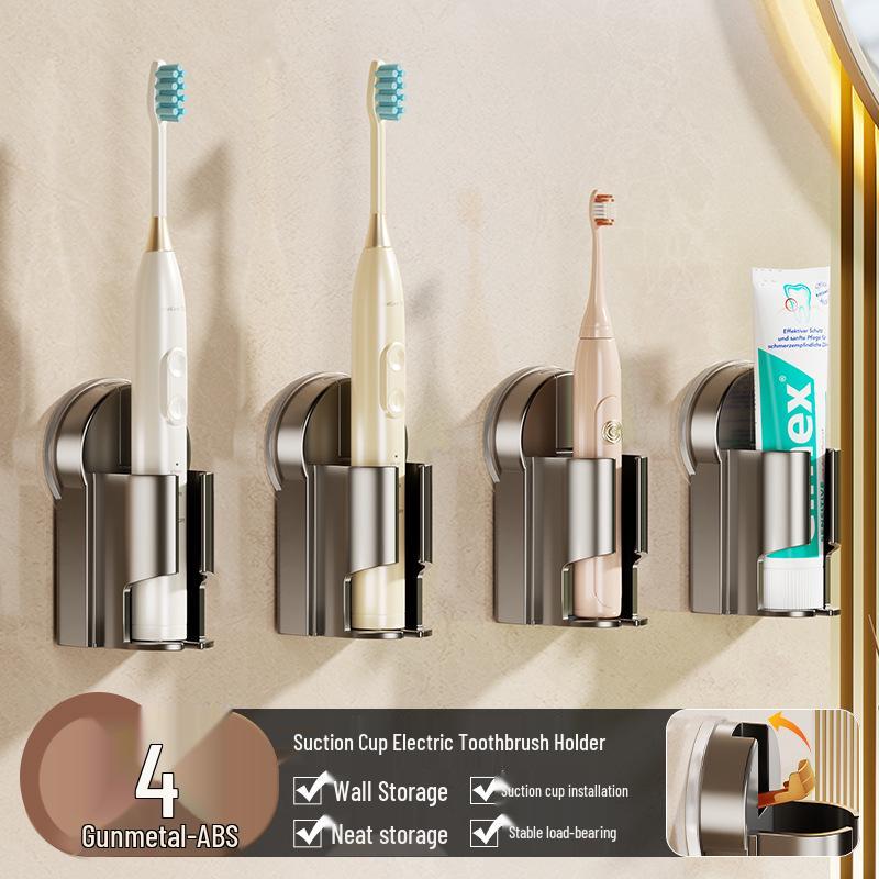 Punch-Free Suction Cup Electric Toothbrush Holder, Wall-Mounted, Removable Bathroom Organizer.