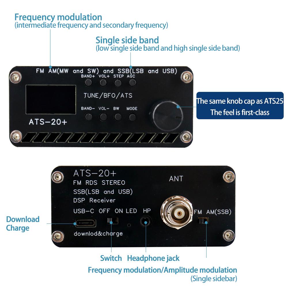 Upgraded ATS-20+Si4732 Full Band Radio Receiver DSP SDR FM Receiver AM (MW Y SW) y SSB (LSB y USB)