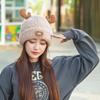Christmas Hat, Antler Knitted Hat, Fleece Warm Wool Hat, Big Head Circumference, Small Face, Fashionable And Versatile New Year'S Hat