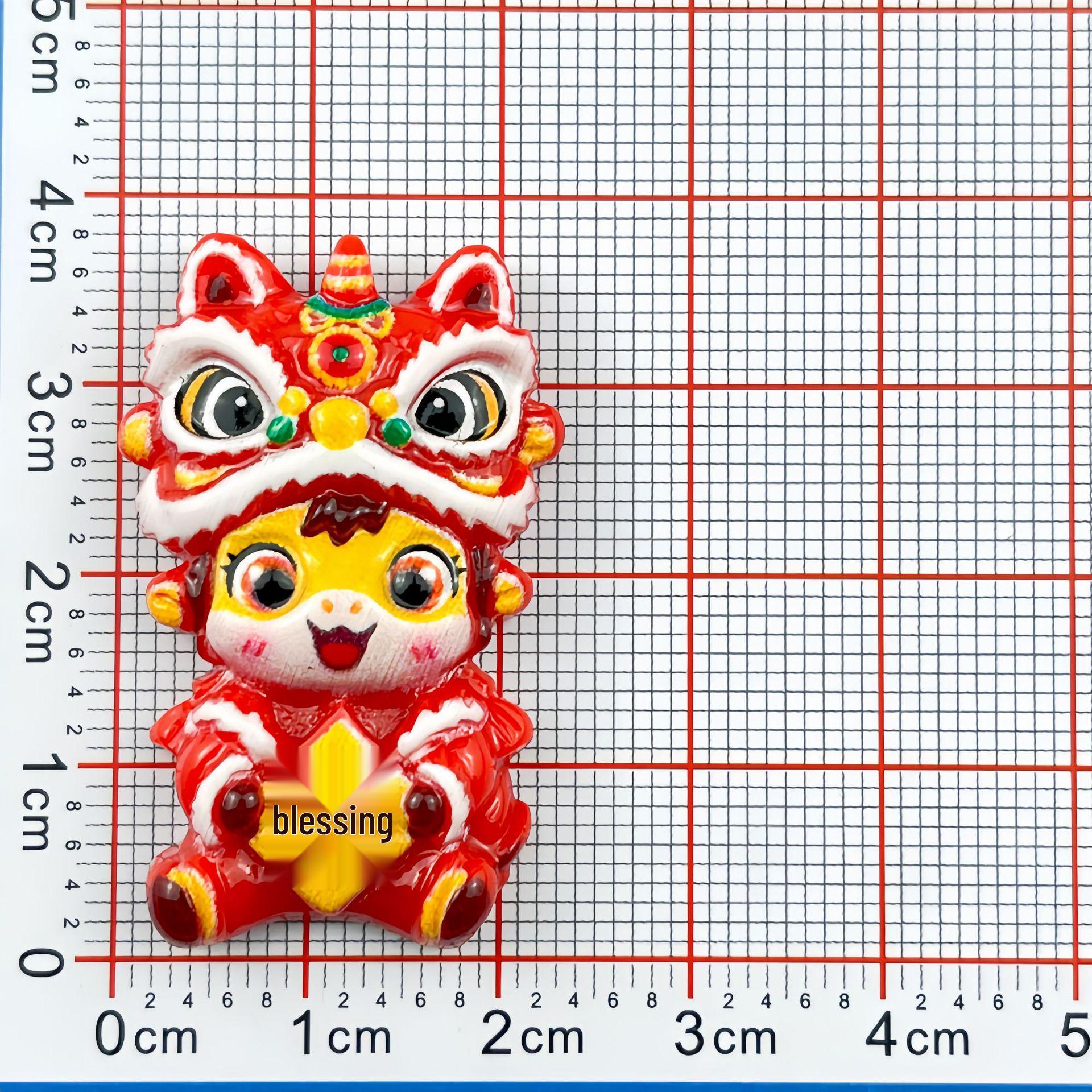 New Year Festive Lion Resin DIY Hair Clip & Keychain Accessories