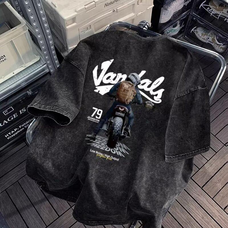 

Men S Casual Versatile Washed Short-Sleeved T-Shirt Men Ins Tide Loose Tops Round Neck Bottoming Shirt Tops Summer 5XL сірий колір