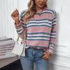 Vintage Stripe Cardigan Knitwear Sweater Long Sleeve Loose Top O Neck Autumn Winter