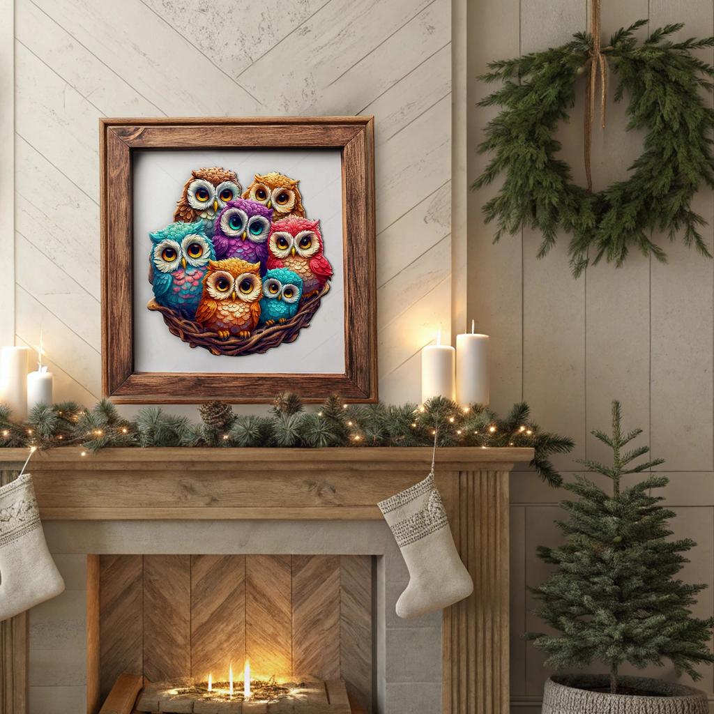 The Owl and Animals Theme Wooden Jigsaw Puzzle Wood Home Decor Painting Christmas and Halloween Gift Toy for Teen and Kid