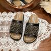 Mesh breathable rhinestone open-toed slippers women's summer wear casual vacation style with skirt beach sandals