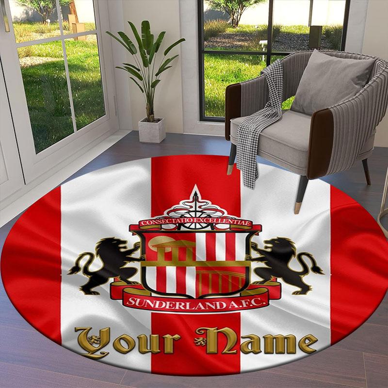 Sunderland A.F Custom Name Round Area Rug,Carpet Rug for Living Room Bedroom Sofa Playroom Decor,Non-slip Floor Mat