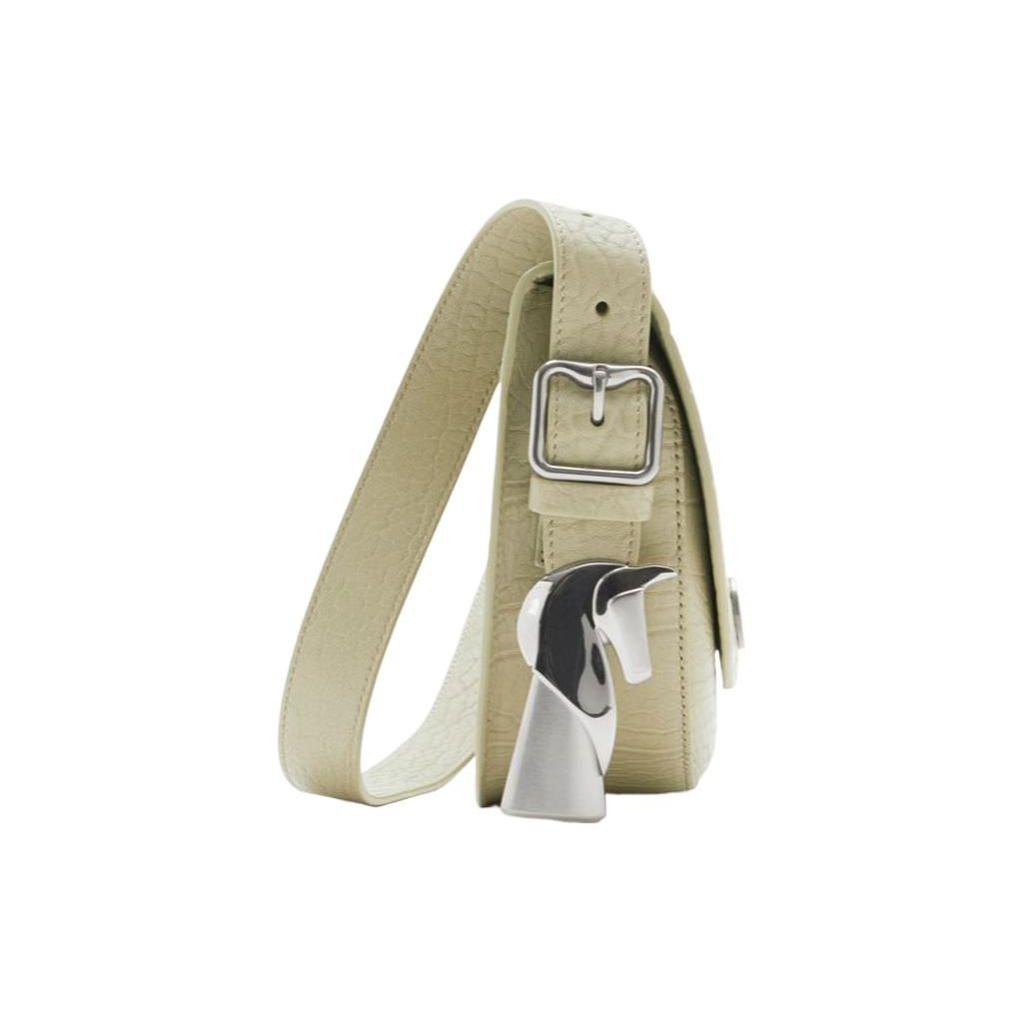 Burberry Small Saddle Crossbody Bag Light Yellow Textured Leather For Women Daily Travel Use