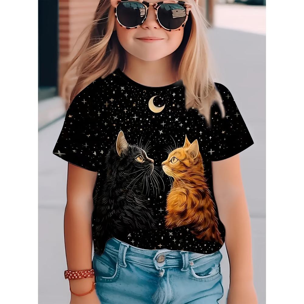 Children's Clothing Girl T-Shirt Short Sleeve 3D Cute Animals Print Kids Summer Clothes Casual Outdoor Graphic Boys Tshirt Tops