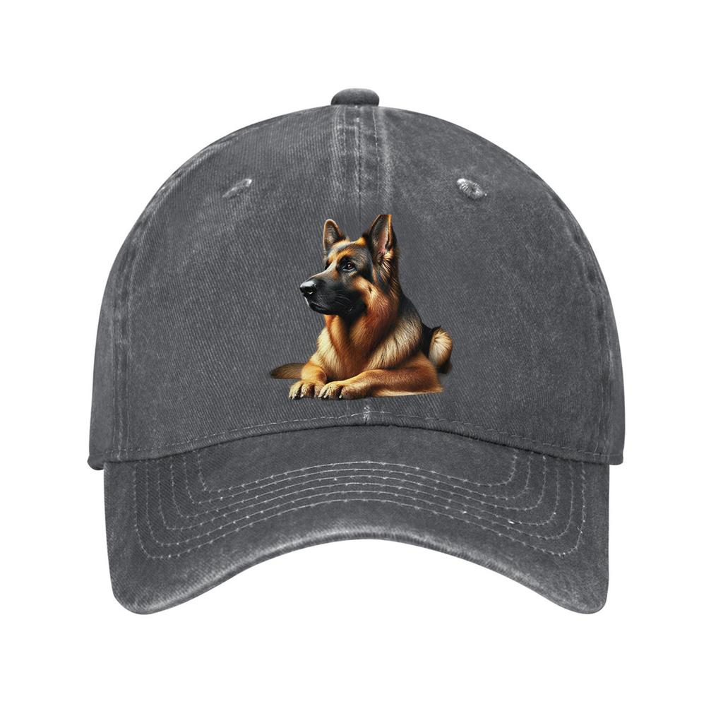 German Shepherd Dog Portrait Baseball Cap Unisex Cotton Adjustable Curved Brim Casual Outdoor Hat