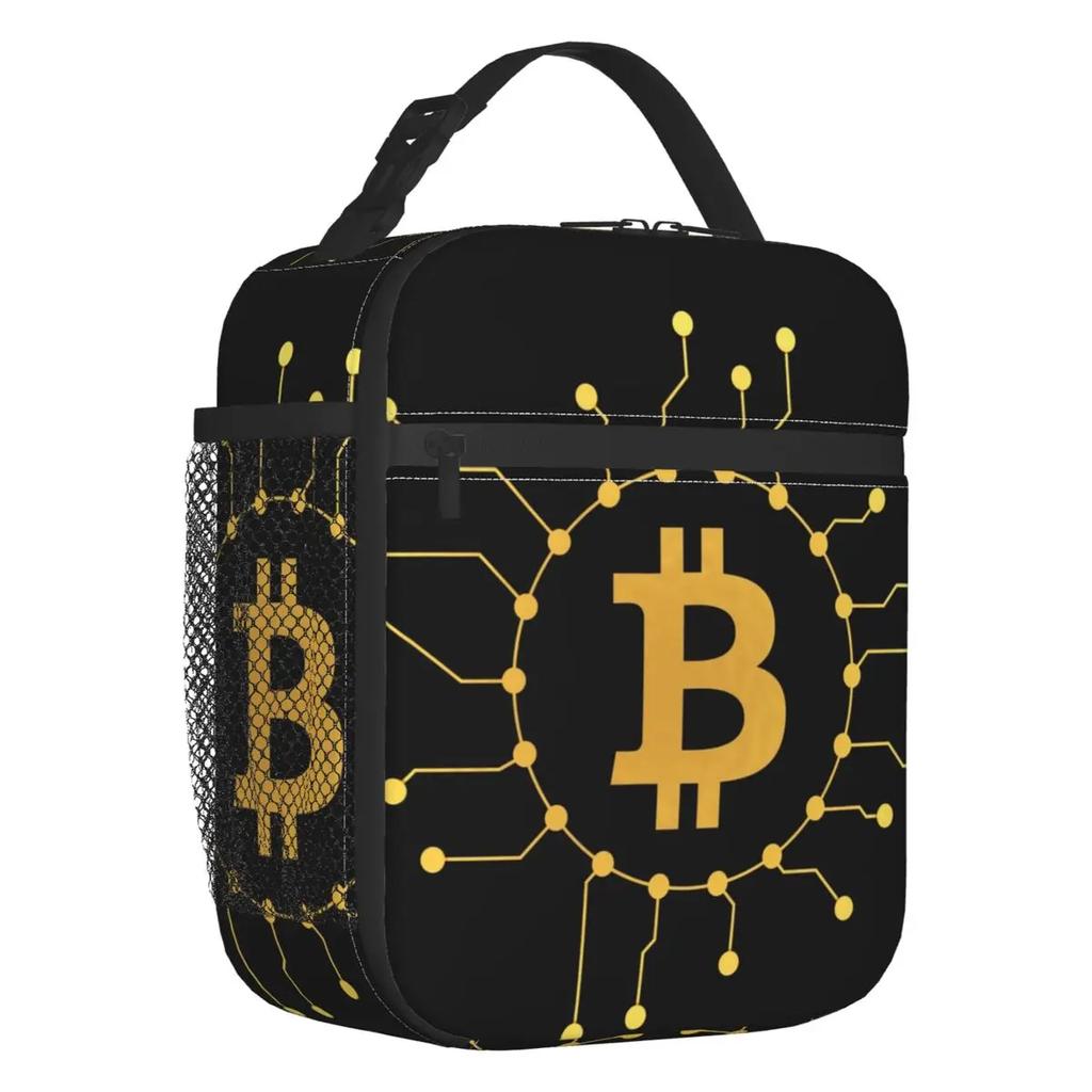 Custom Bitcoin Digital Currency Lunch Bag Women Cooler Warm Insulated Lunch Boxes for Kids School