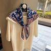 Big Triangle Scarf Silk Scarf Travel Photo Sunscreen Neck Protection Scarf Shawl Red and Blue Two-color Outer Scarf Small Silk Scarf