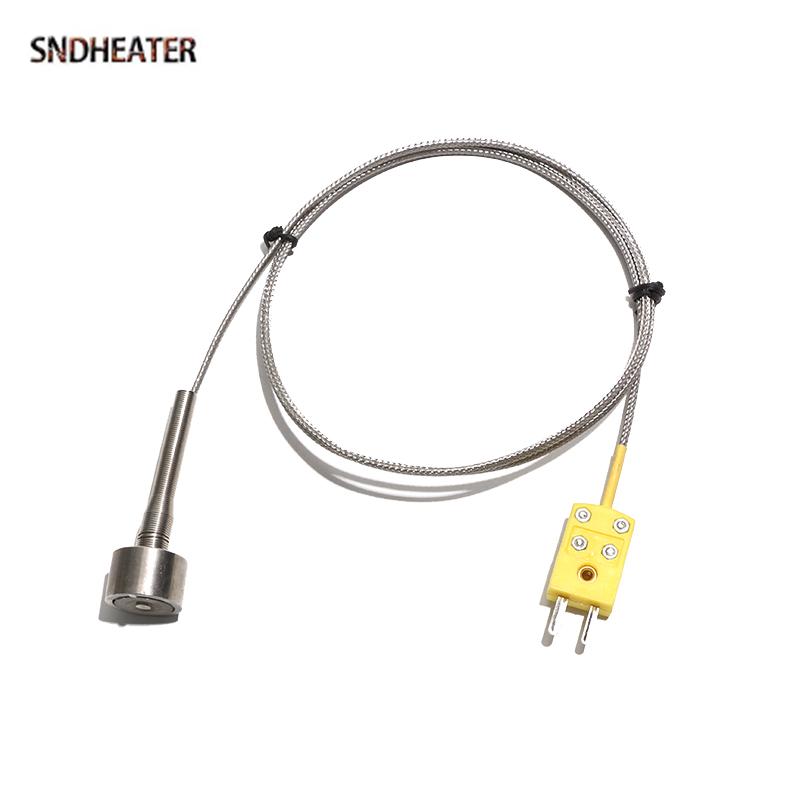 SNDHEATER Magnetic Adsorption Type K Thermocouple PT100 1M 2M 3M Wire Stainless Steel Hammer Temperature Test Probe with Plug