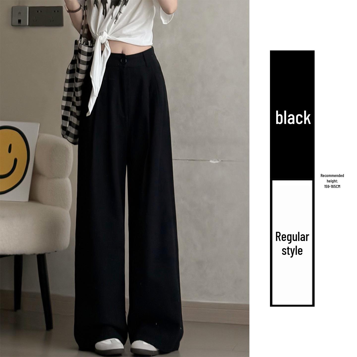 2026 Spring/Autumn Women s Loose Wide-Leg Suit Pants - Korean Old Money Style XL