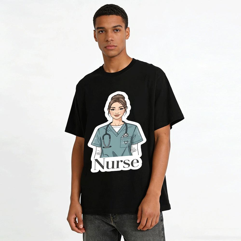 Nurse Themed Printed T-Shirt Comfortable Casual Top For Medical Staff Pure cotton T-shirt
