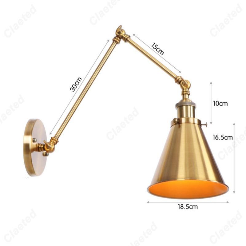 LED Minimalist Retro Gold E27 Wall Lamp Bedroom Bedside Lamp Home Dining Hall Corridor Staircase Decoration Lighting Fixture