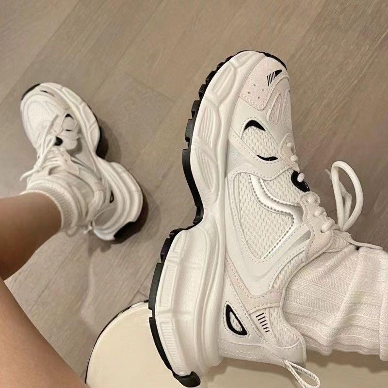 Dad Shoes Women's Mesh Casual Running Sneakers Women's Versatile Thick-soled Breathable Shoes Tide D-4