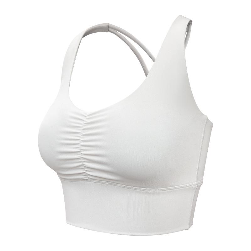 

Женский летний спортивный бюстгальтер с амортизацией – Стильный топ для фитнеса и йоги на открытом воздухе с дизайном спины Large ваниль/белый
