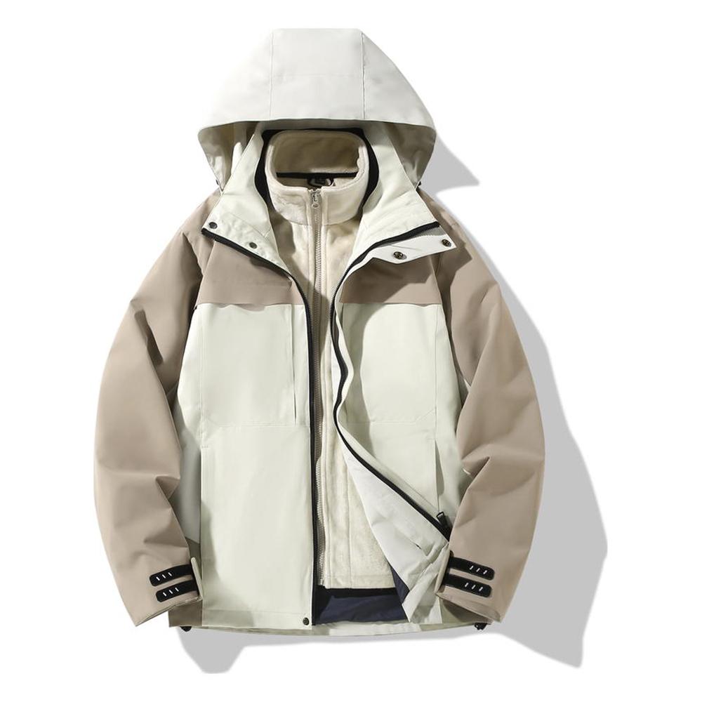 

Зимняя куртка в горном стиле 3 в 1 из композитного бархата Silver Fox Velvet Shake Grain Velvet для мужчин и женщин, ветрозащитная, водонепроницаемая, устойчивая к холоду, для бизнеса и активного отдыха 4XL бежевый/хаки