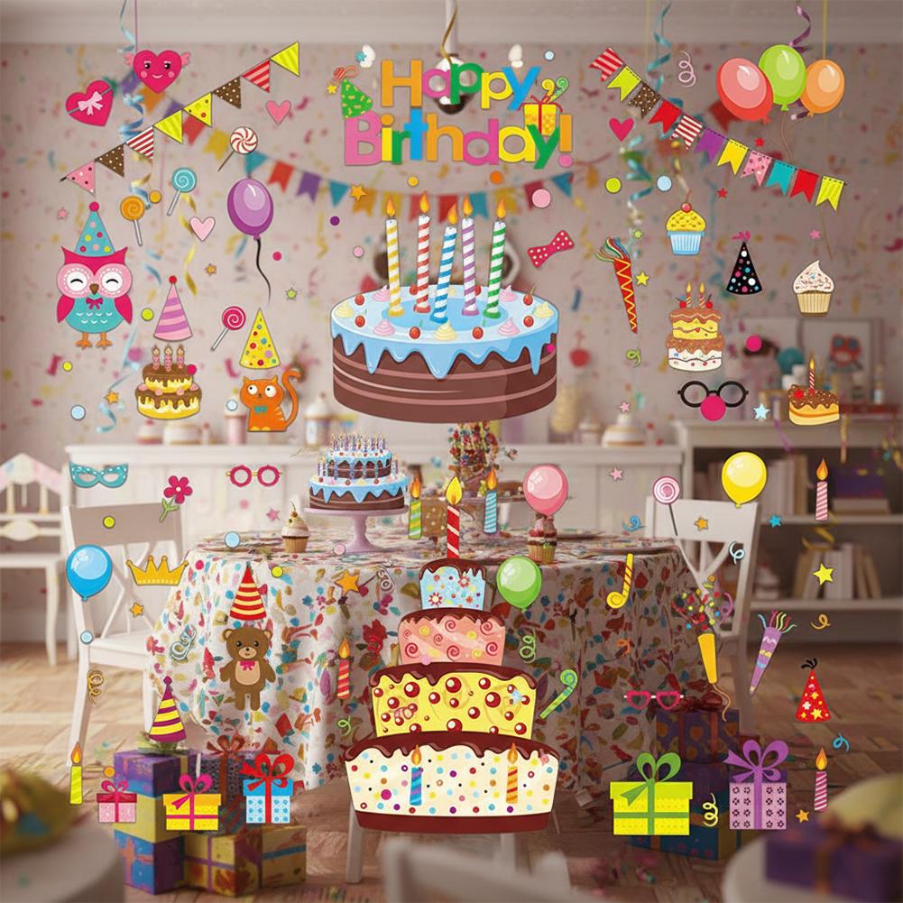 Electrostatic Film Stickers Window Static Clings Kids' Birthday Parties As Shown Electrostatic Party Stickers Party