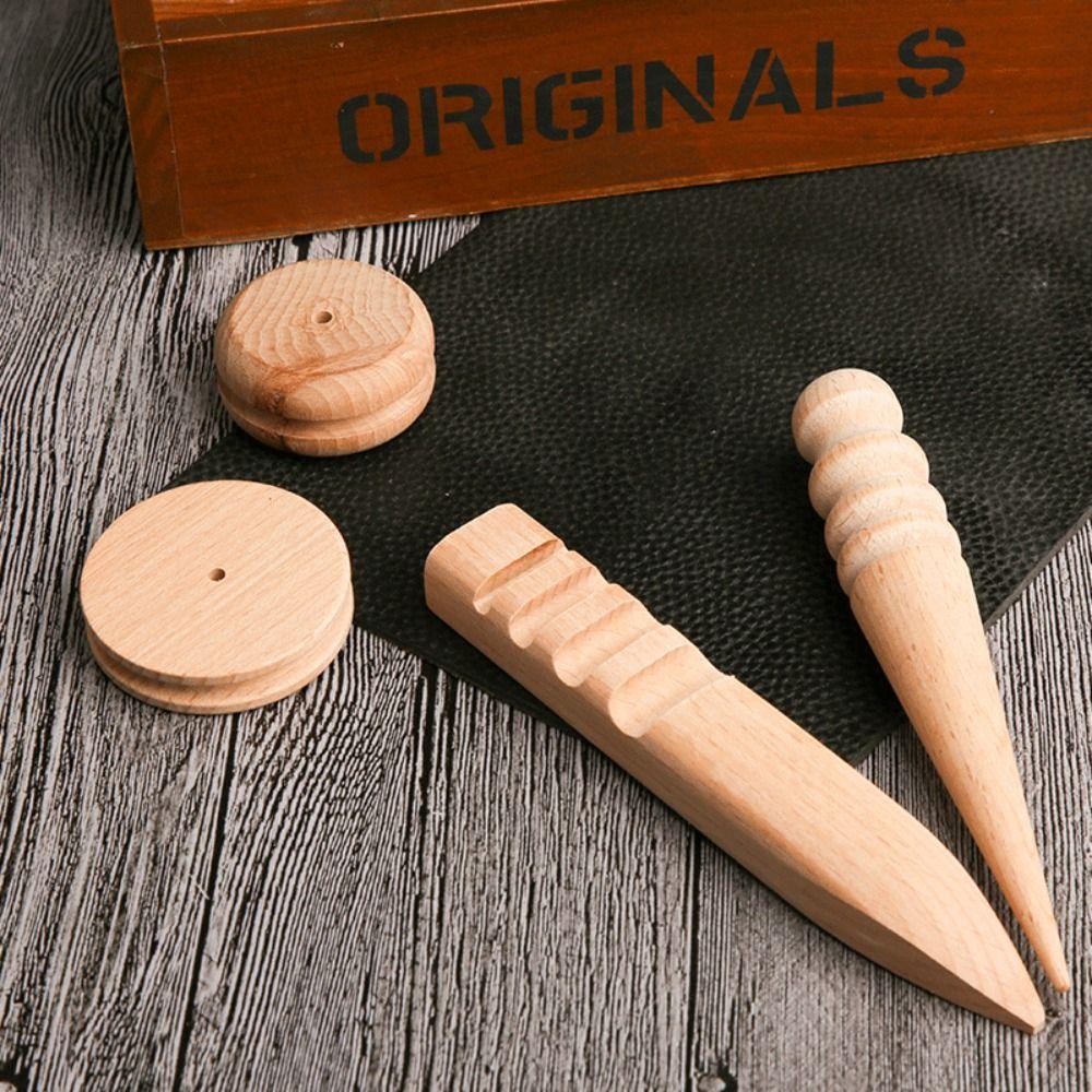 

3pcs Solid Wood Leather Grinding Rod Handmade Leather Polishing Stick Polished Edge