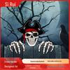Halloween Pirate Skull Fence Decoration: Horror Doorway Insert