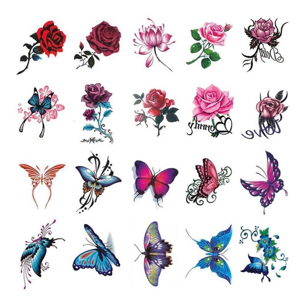 20/50pcs Waterproof Tattoo Stickers Sexy Simulation Collarbone Stickers Tattoo Butterfly Flower K9U6