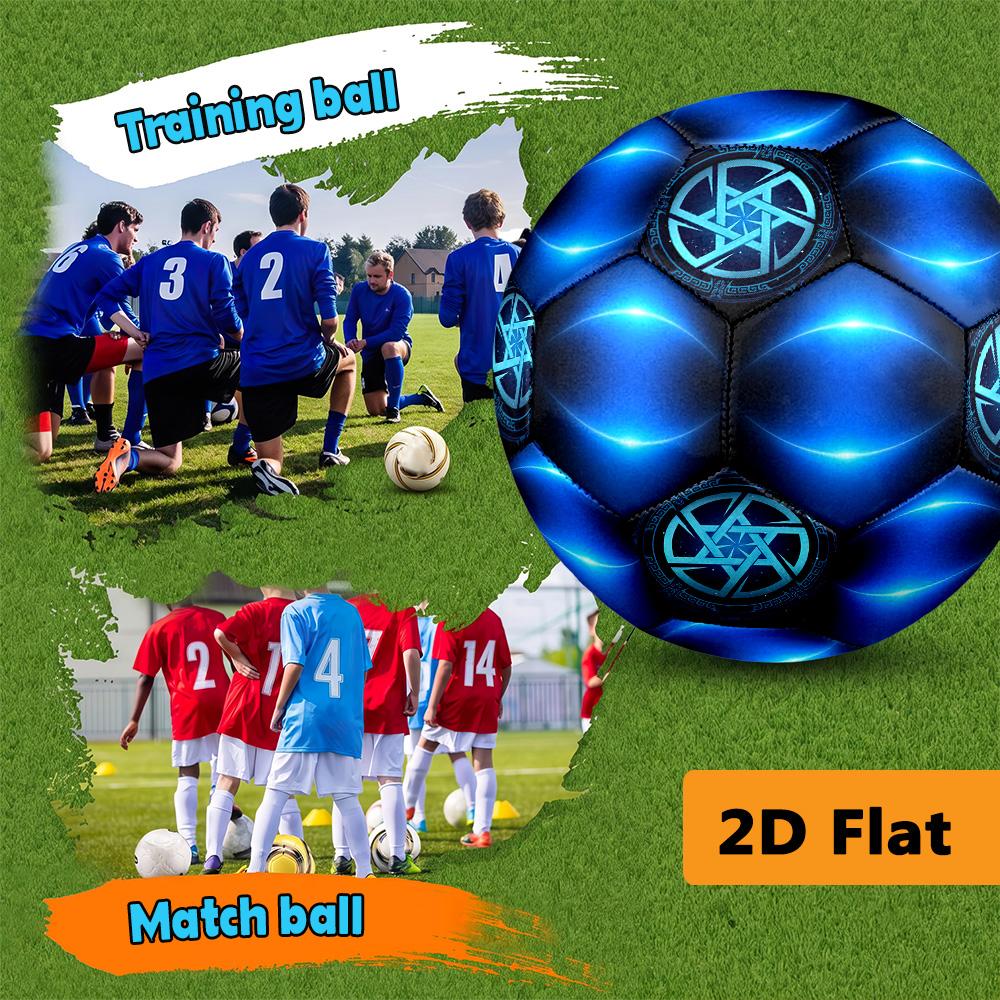 Neon Blue Arc Size Soccer Ball High Elasticity Match Universal Unique Gift Swirl Football Suitable For Both Training And Competition No 5 Football
