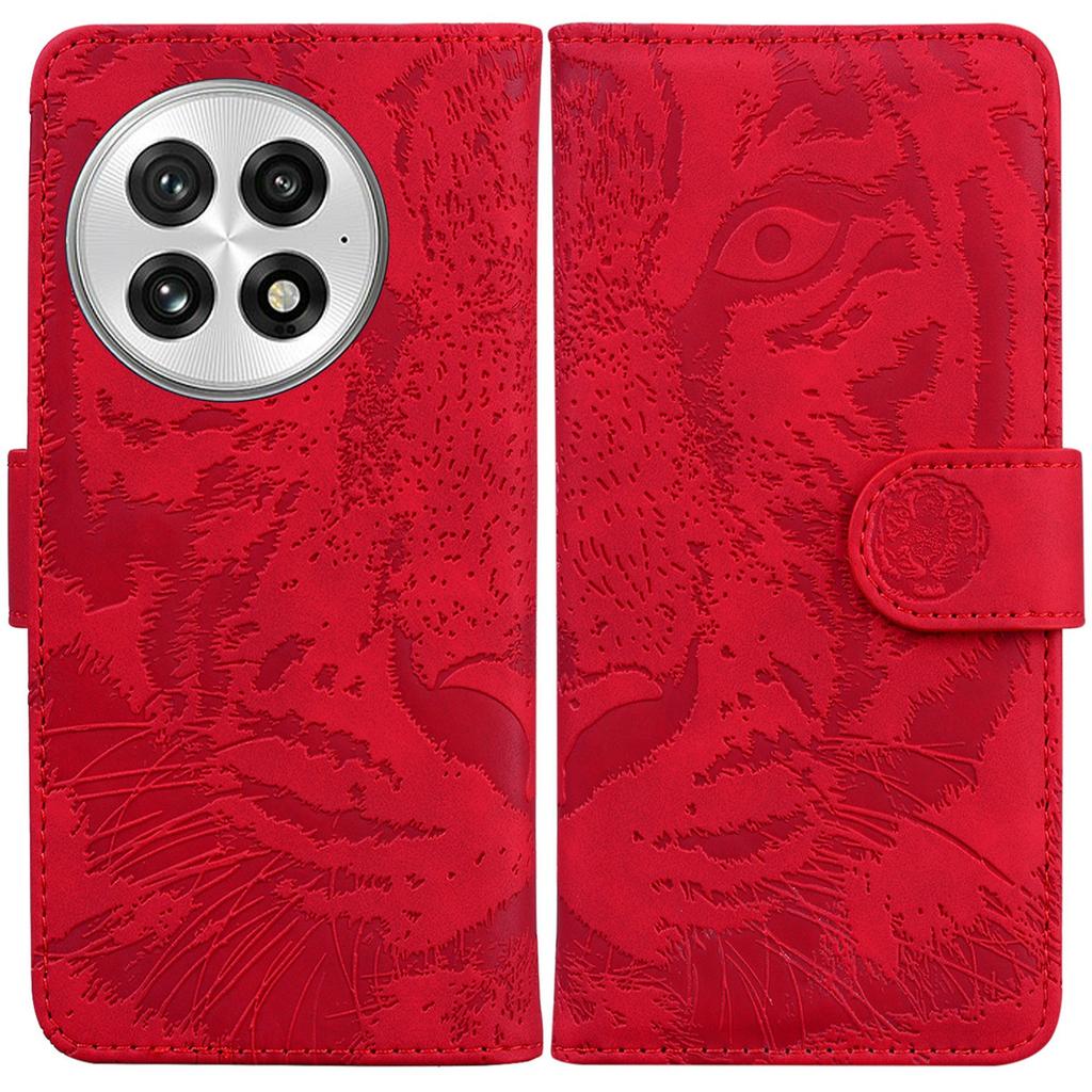 For OnePlus 13 Case Tiger Imprint Leather Wallet Phone Cover