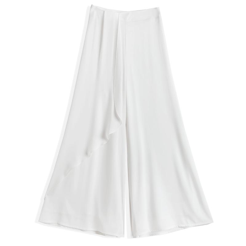 Women's Linen Blend Overlay Wide Leg Pants – High Waist Flowy Palazzo Trousers (Size 27-33)