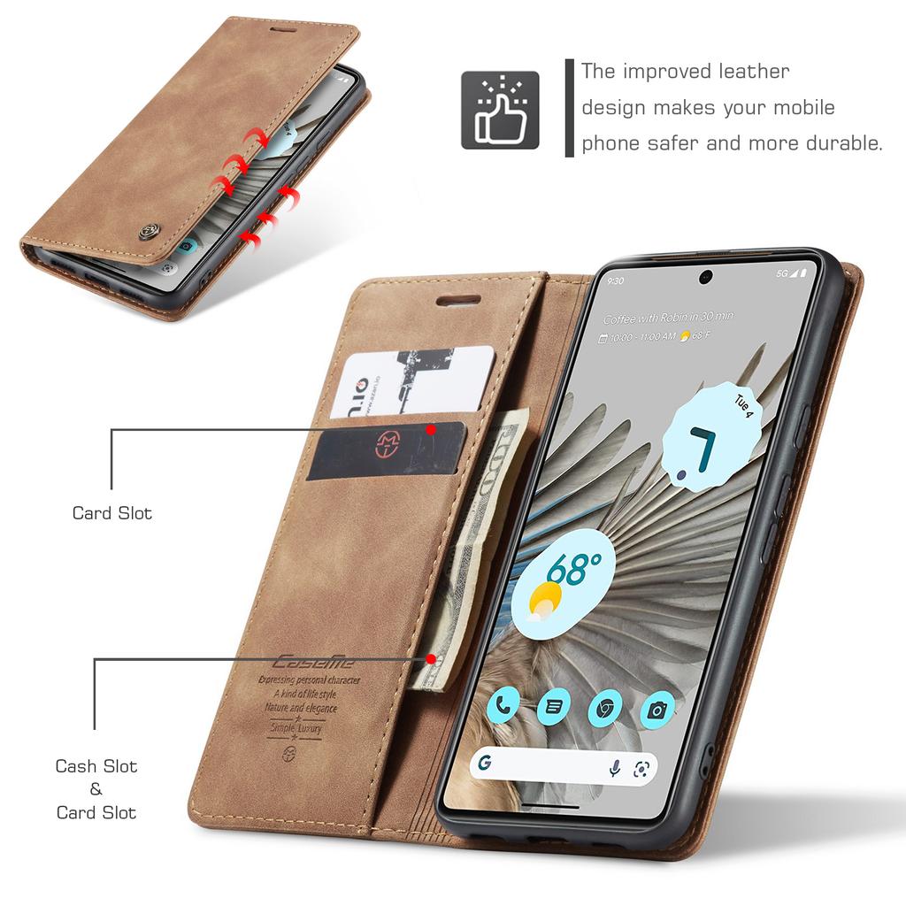 Do Google Pixel 7 Pro 6 Pro Skórzane Etui, CaseMe Retro Portmonetka Luksusowy Magnetyczny Uchwyt na Karty Pokrowiec Portfel na Google Pixel 7 Pro