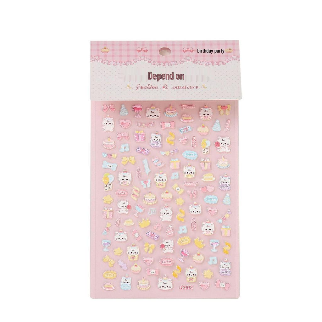 5D Luminous Cartoon Nail Stickers: Cute, Waterproof, 3D Embossed Decals for Kids' Nail Art